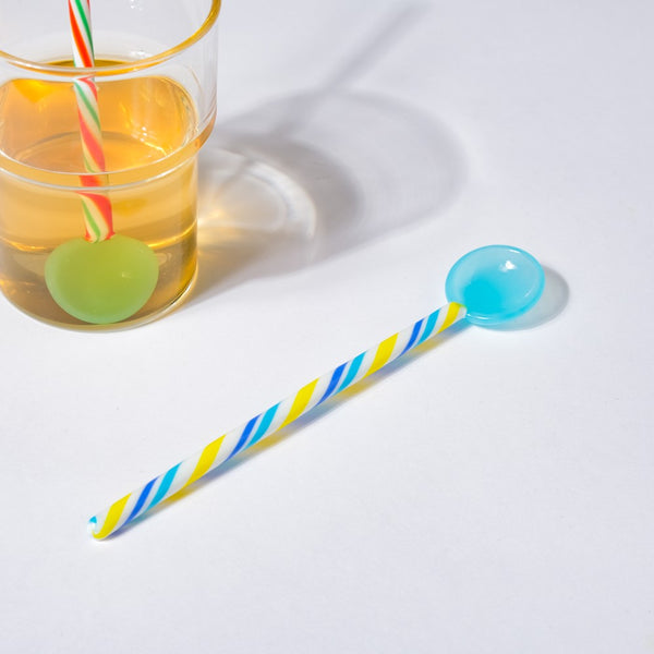 Glass Stirrer Set Of 2 Color Pop Blue Green 6.5 Inch