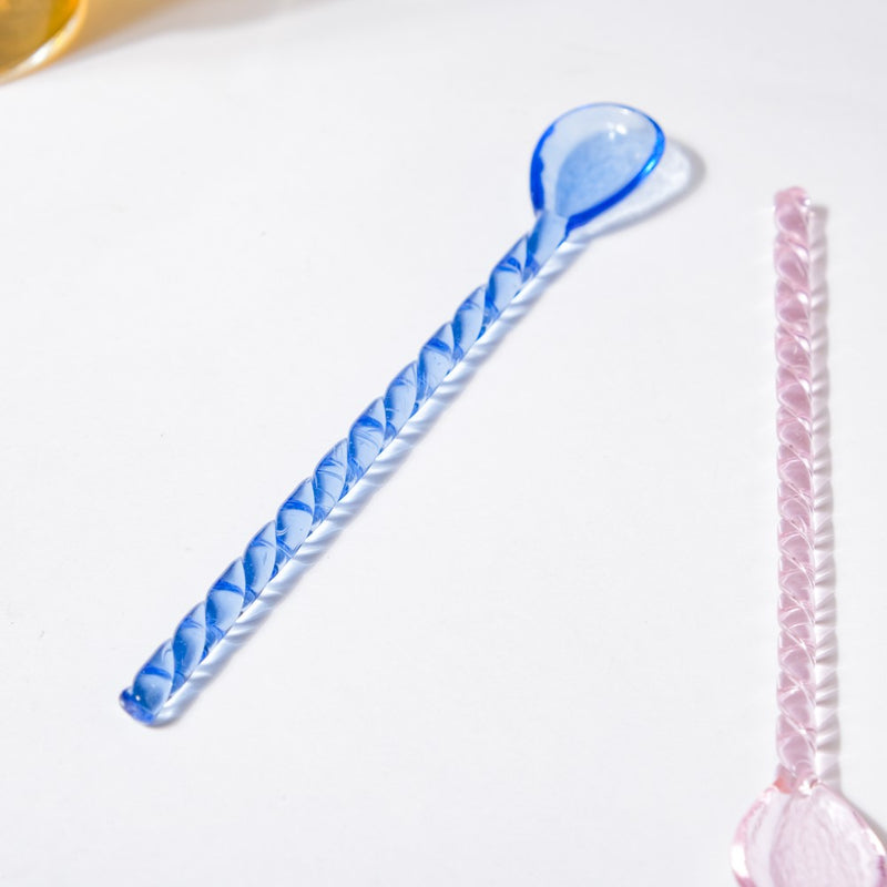 Glass Stirrer Set Of 2 Purple And Blue 6.5 Inch
