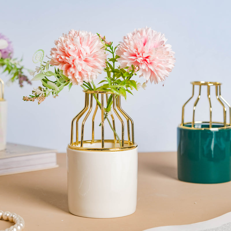 Medium Size Ceramic Pot for Plants - Flower vase for home decor, office and gifting | Home decoration items