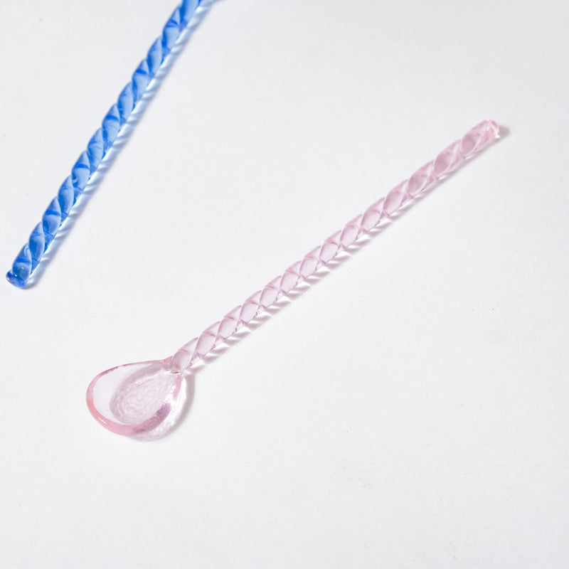 Glass Stirrer Set Of 2 Purple And Blue 6.5 Inch