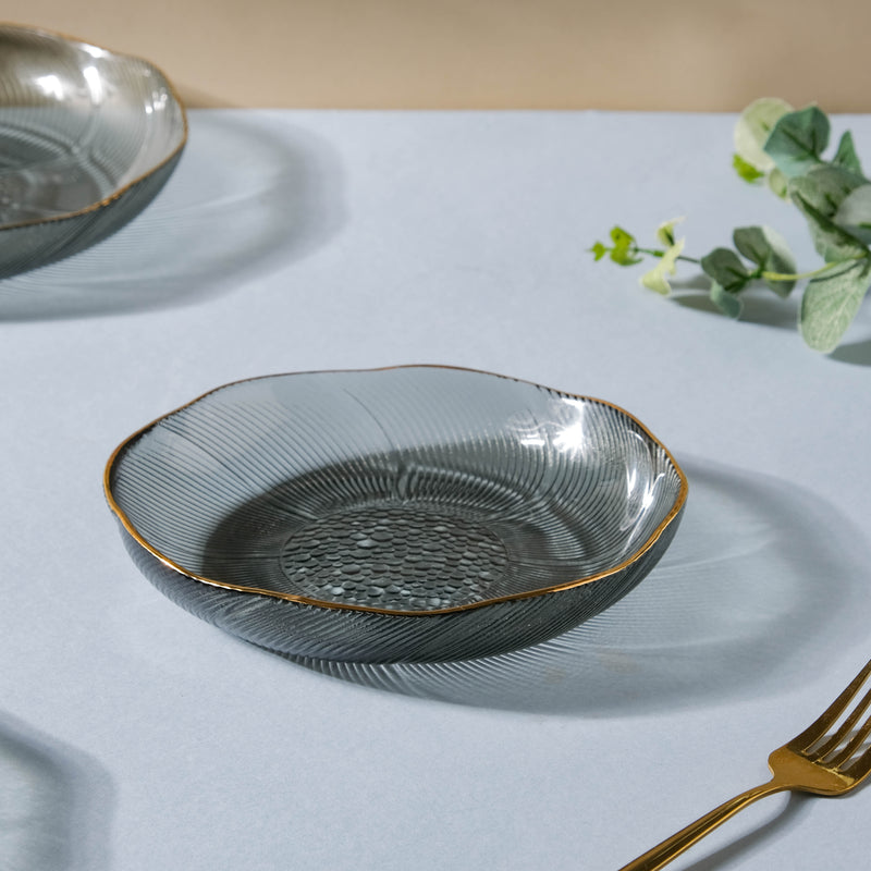 Glass Snack Plate Grey - Serving plate, snack plate, dessert plate | Plates for dining & home decor