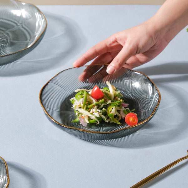 Glass Snack Plate Grey