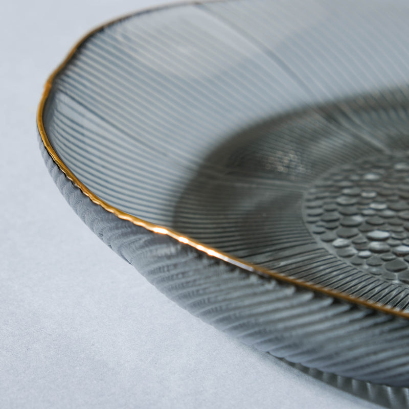 Flower Glass Pasta Plate Grey - Serving plate, glass plate, pasta plate, deep plate | Plates for dining table & home decor