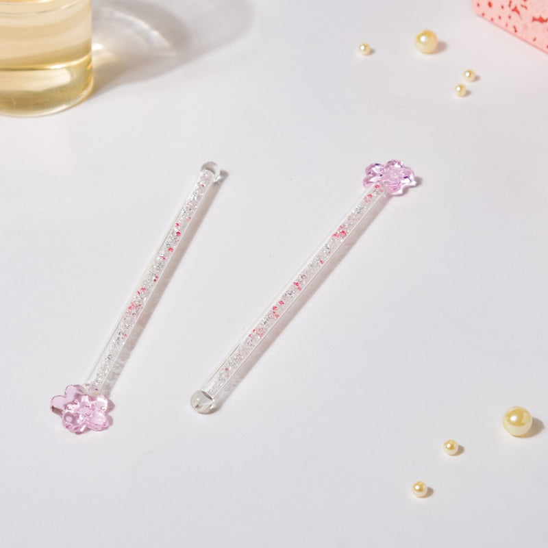 7 Inch Flower Charm Glass Stirrer Set Of 2