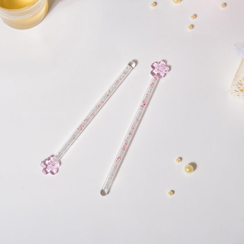 7 Inch Flower Charm Glass Stirrer Set Of 2
