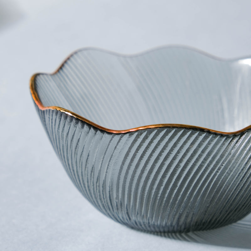 Wavy Glass Side Bowl Grey - Bowl, soup bowl, ceramic bowl, snack bowls, curry bowl, popcorn bowls | Bowls for dining table & home decor