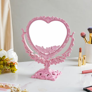 Vintage Heart Double Sided Mirror Pink
