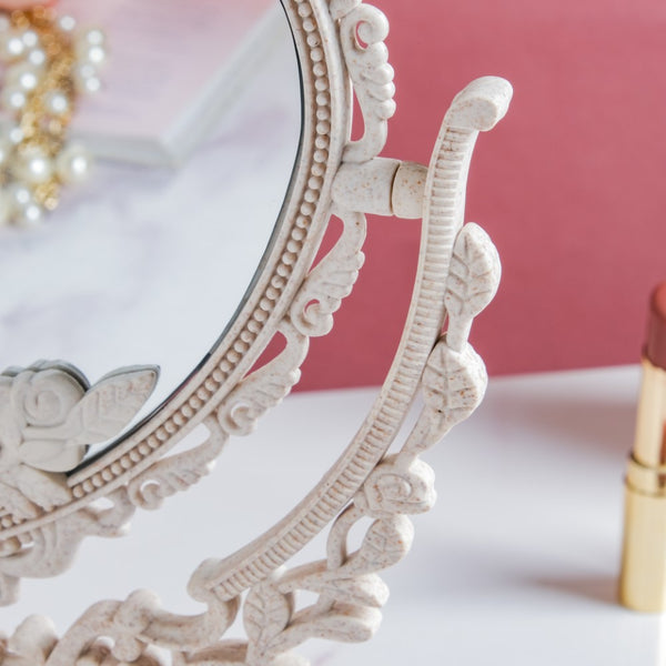 Vintage Heart Double Sided Mirror Ivory - Dressing table mirror and makeup vanity mirror online | Room decor items