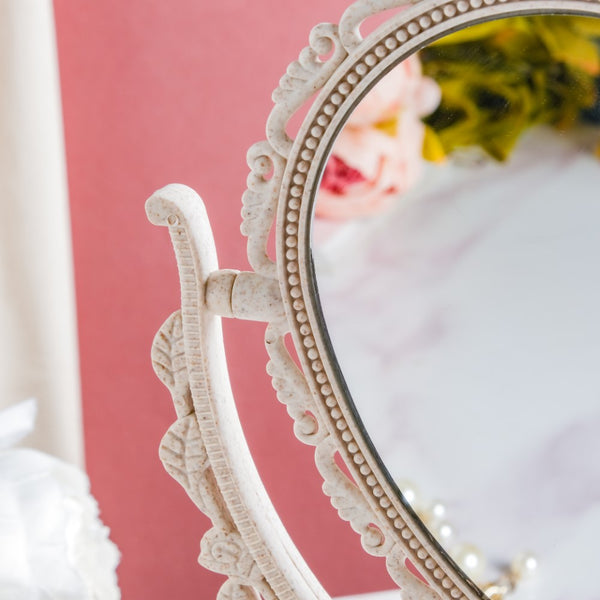 Vintage Heart Double Sided Mirror Ivory - Dressing table mirror and makeup vanity mirror online | Room decor items