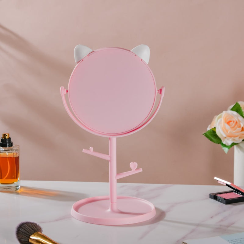 Tabletop Vanity Cat Mirror With Organizer Pink - Dressing table mirror and makeup vanity mirror online | Room decor items