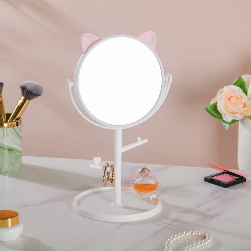 Tabletop Vanity Cat Mirror With Organizer White - Dressing table mirror and makeup vanity mirror online | Room decor items