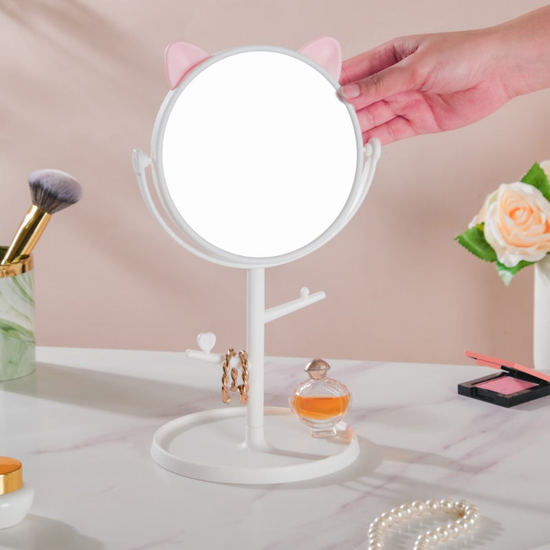 Tabletop Vanity Cat Mirror With Organizer White - Dressing table mirror and makeup vanity mirror online | Room decor items