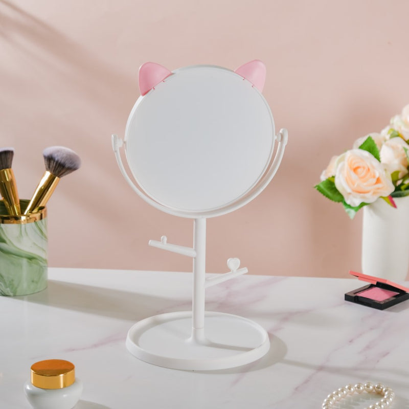 Tabletop Vanity Cat Mirror With Organizer White - Dressing table mirror and makeup vanity mirror online | Room decor items