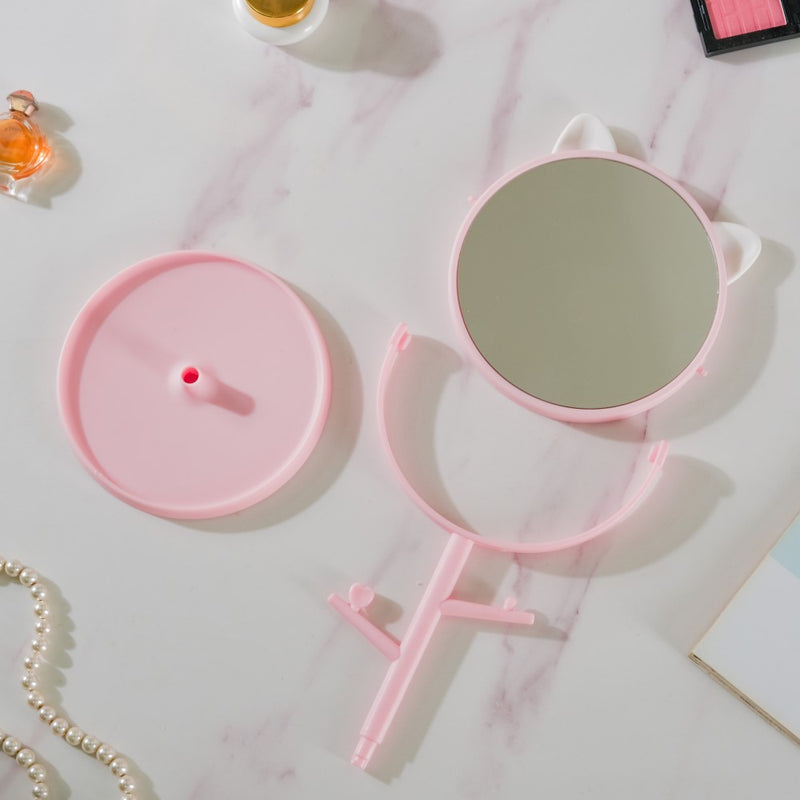 Tabletop Vanity Cat Mirror With Organizer Pink - Dressing table mirror and makeup vanity mirror online | Room decor items