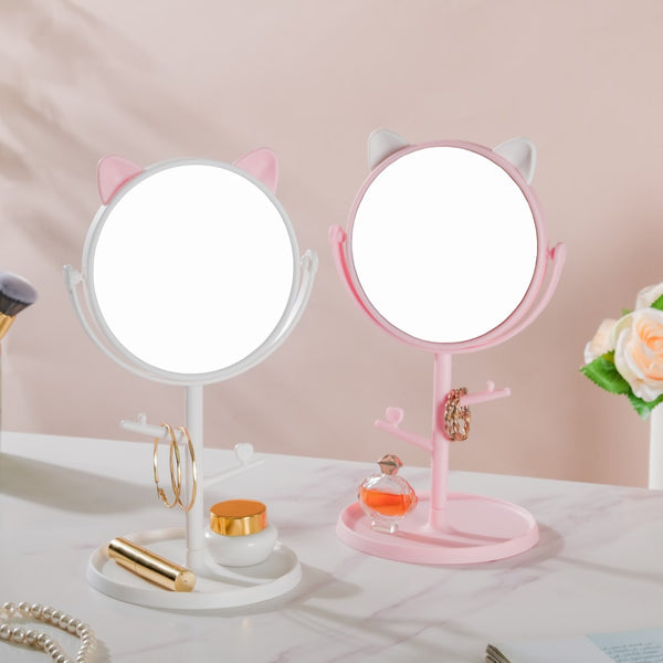 Tabletop Vanity Cat Mirror With Organizer White - Dressing table mirror and makeup vanity mirror online | Room decor items