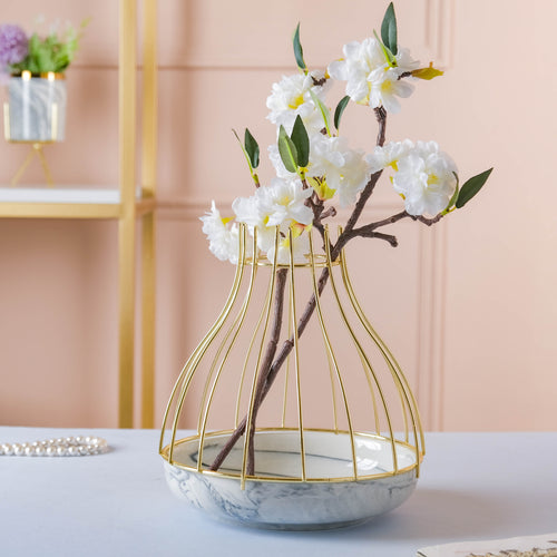 Wire Stand Deep Plate Planter - Flower vase for home decor, office and gifting | Home decoration items