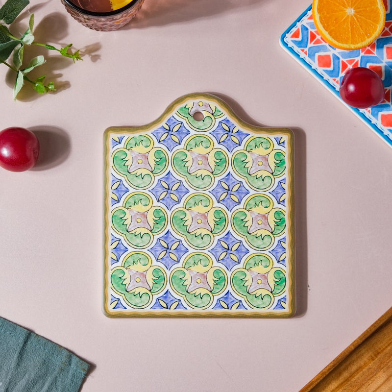 Spanish Hand Painted Pattern Ceramic Platter 7 Inch - Ceramic platter, serving platter, fruit platter | Plates for dining table & home decor
