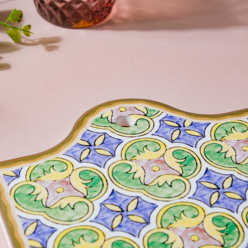Spanish Hand Painted Pattern Ceramic Platter 7 Inch - Ceramic platter, serving platter, fruit platter | Plates for dining table & home decor