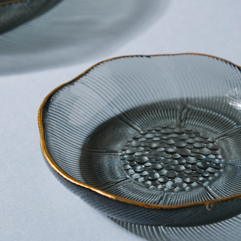 Flower Glass Dessert Plate Grey - Serving plate, small plate, snacks plates | Plates for dining table & home decor