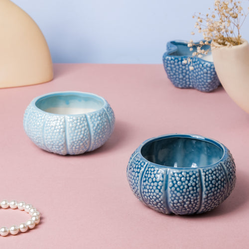 Round Blue Planter - Indoor planters and flower pots | Home decor items