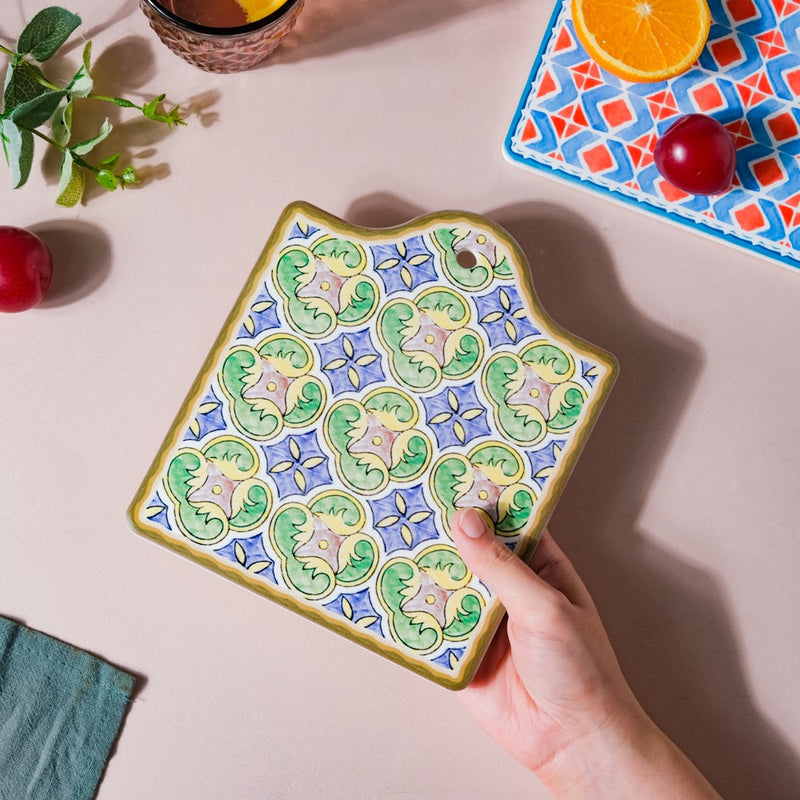 Spanish Hand Painted Pattern Ceramic Platter 7 Inch - Ceramic platter, serving platter, fruit platter | Plates for dining table & home decor