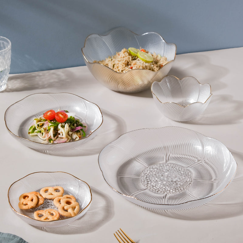 Wavy Glass Serving Bowl - Glass bowl, serving bowls, bowl for snacks, glass serving bowl, large serving bowl | Bowls for dining table & home decor