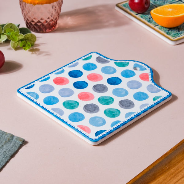 Polka Dot Patterned Ceramic Platter 7 Inch - Ceramic platter, serving platter, fruit platter | Plates for dining table & home decor