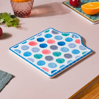Polka Dot Patterned Ceramic Platter 7 Inch