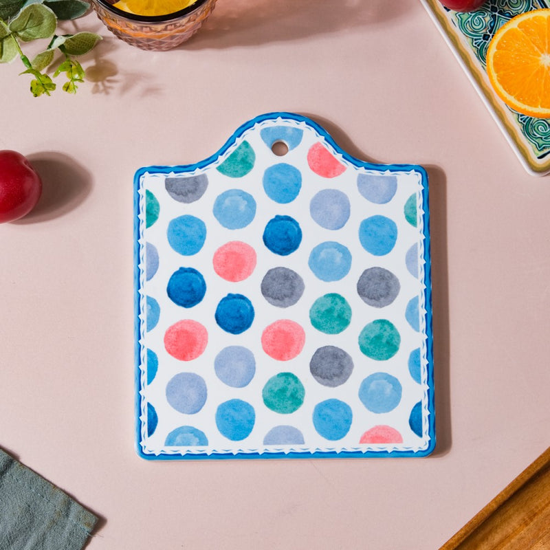 Polka Dot Patterned Ceramic Platter 7 Inch - Ceramic platter, serving platter, fruit platter | Plates for dining table & home decor