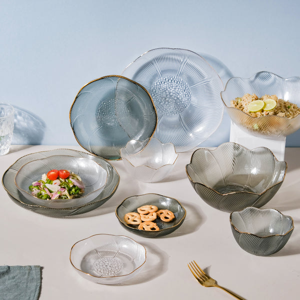 Glass Snack Plate Grey