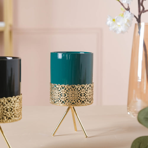 Metal Stand Porcelain Planters - Plant pot and plant stands | Room decor items