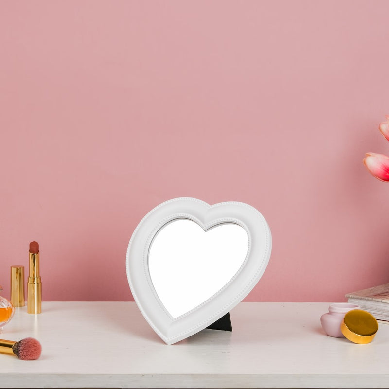 Hearty Face Mirror White Small - Dressing table mirror and makeup vanity mirror online | Room decor items