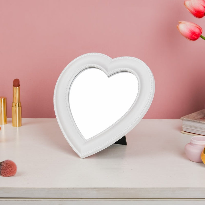 Hearty Face Mirror White Small - Dressing table mirror and makeup vanity mirror online | Room decor items