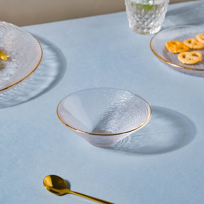 Gold Rimmed Glass Dessert Bowl 100 ml - Bowl,ceramic bowl, snack bowls, curry bowl, popcorn bowls | Bowls for dining table & home decor