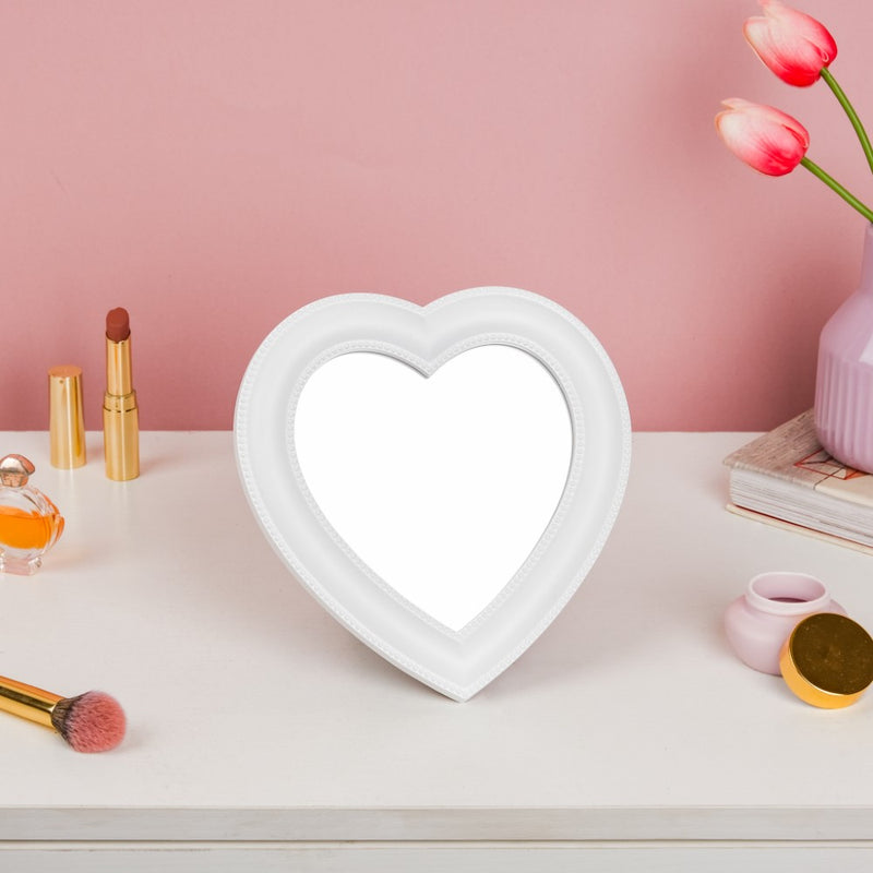 Hearty Face Mirror White Small - Dressing table mirror and makeup vanity mirror online | Room decor items