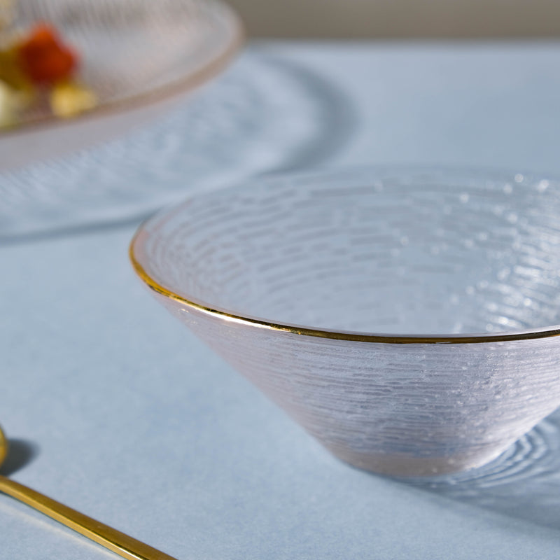 Gold Rimmed Glass Dessert Bowl 100 ml - Bowl,ceramic bowl, snack bowls, curry bowl, popcorn bowls | Bowls for dining table & home decor