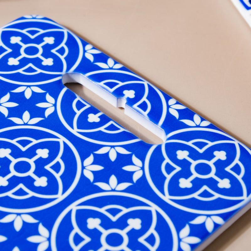Moroccan Art Rectangle Trivet Blue 7 Inch - Ceramic platter, serving platter, fruit platter | Plates for dining table & home decor