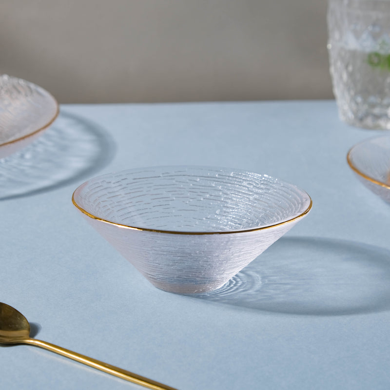 Gold Rimmed Glass Dessert Bowl 100 ml - Bowl,ceramic bowl, snack bowls, curry bowl, popcorn bowls | Bowls for dining table & home decor
