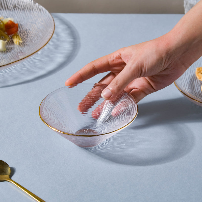 Gold Rimmed Glass Dessert Bowl 100 ml - Bowl,ceramic bowl, snack bowls, curry bowl, popcorn bowls | Bowls for dining table & home decor