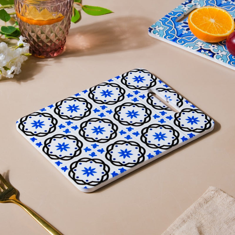 Rectangle Tile Art Trivet Blue And Grey 7 Inch - Ceramic platter, serving platter, fruit platter | Plates for dining table & home decor