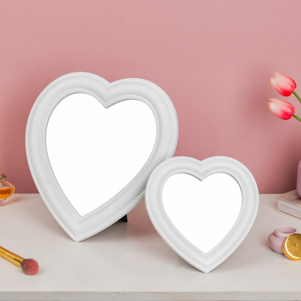 Heart Face Mirror White Large - Dressing table mirror and makeup vanity mirror online | Room decor items