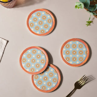 Frame Patterned Ceramic Coaster Set of 4