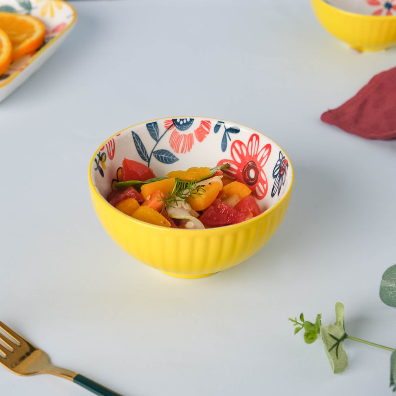 Spring Floral Salad Bowl Small 300 ml - Bowl,ceramic bowl, snack bowls, curry bowl, popcorn bowls | Bowls for dining table & home decor
