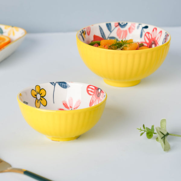 Spring Floral Salad Bowl Small 300 ml - Bowl,ceramic bowl, snack bowls, curry bowl, popcorn bowls | Bowls for dining table & home decor