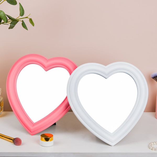 Heart Face Mirror White Large - Dressing table mirror and makeup vanity mirror online | Room decor items