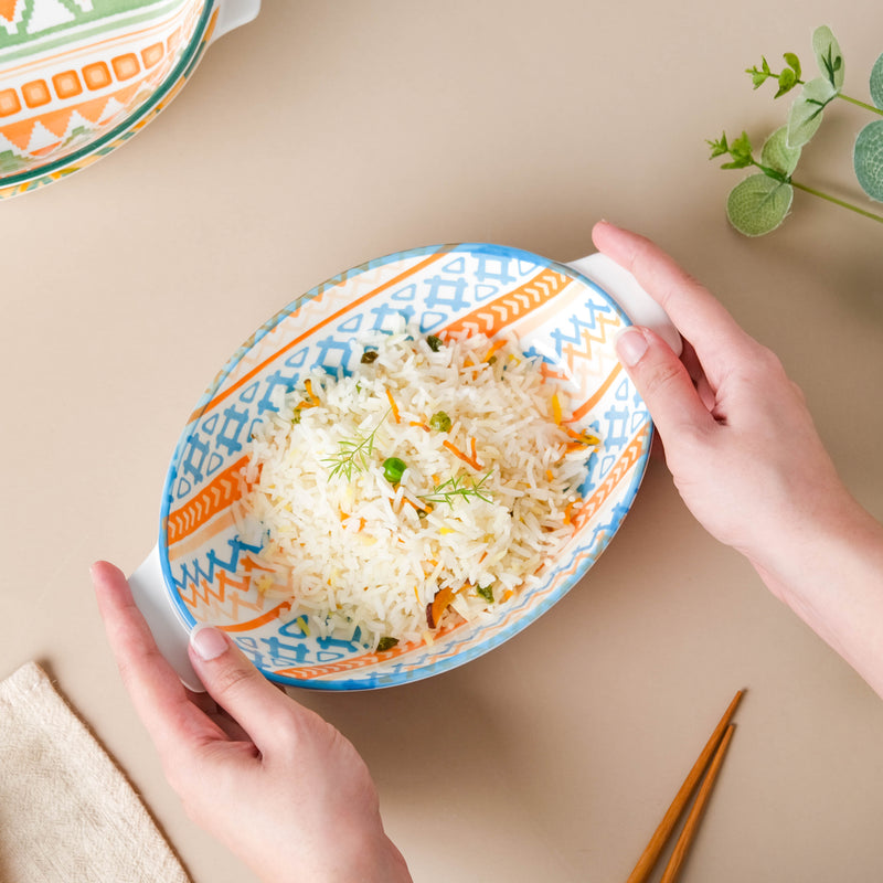 Mandala Ceramic Baking Dish With Handle 9 Inch - Baking Dish