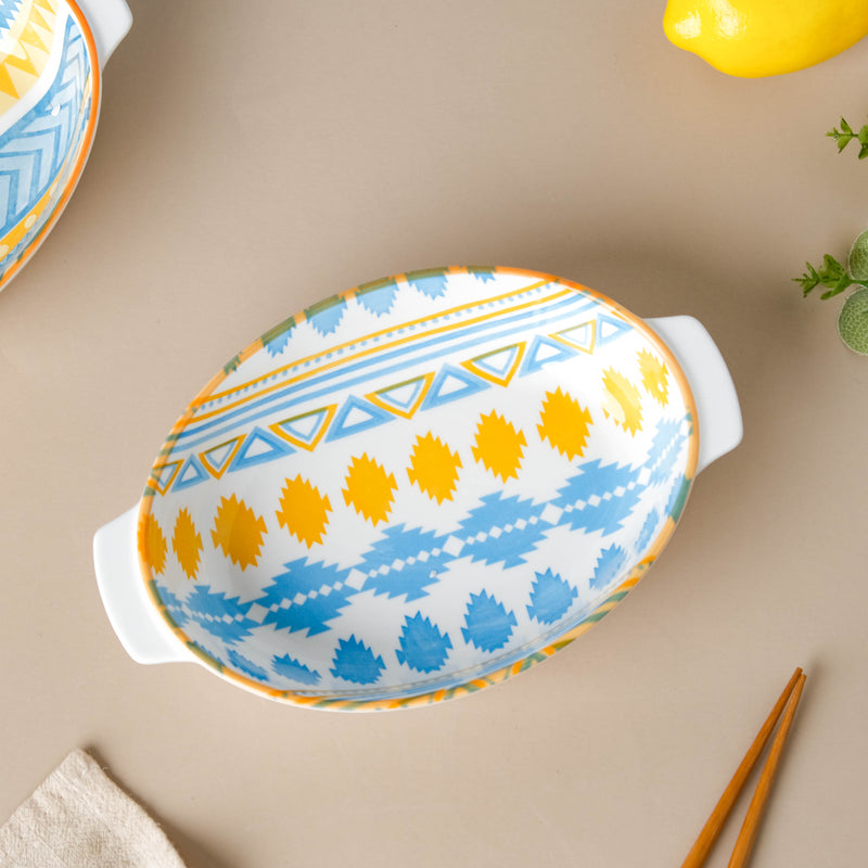 Mandala Geometric Baking Dish With Handle 9 Inch - Baking Dish