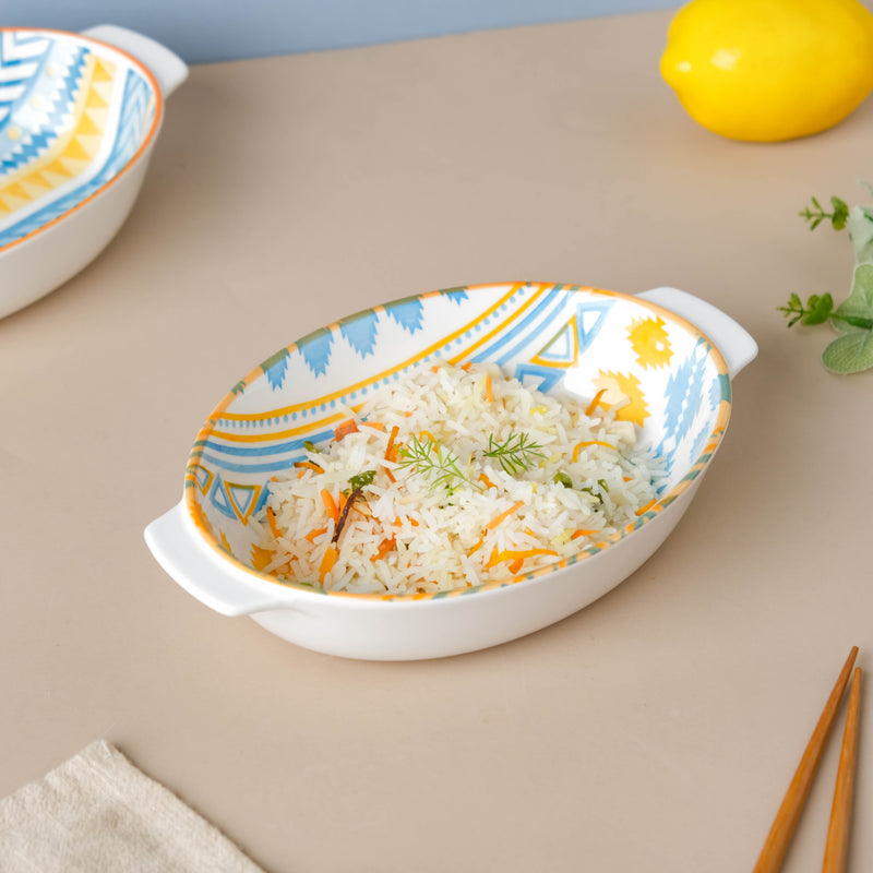 Mandala Geometric Baking Dish With Handle 9 Inch - Baking Dish