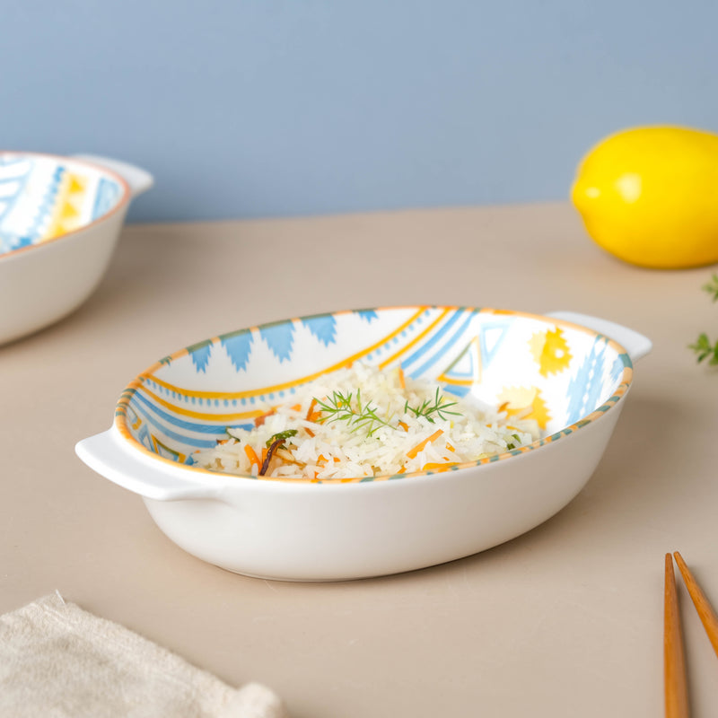 Mandala Geometric Baking Dish With Handle 9 Inch - Baking Dish