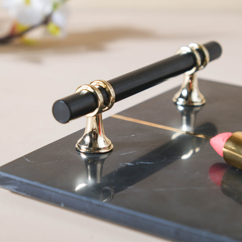 Rectangle Marble Tray With Metal Handle